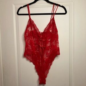 Vintage gold label Victoria Secret red one piece bodysuit